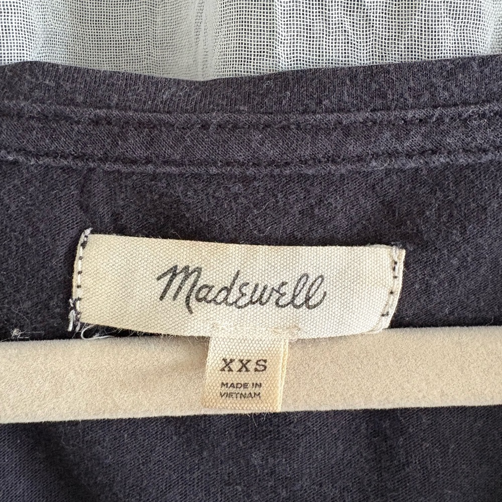 Madewell Crawford Flutter Sleeve V-Neck Black Short Sleeve Tee Top Size XXS - Picture 5 of 7